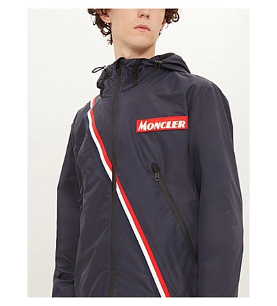 Shop Moncler Brand Logo-patch Regular-fit Shell Jacket In Navy