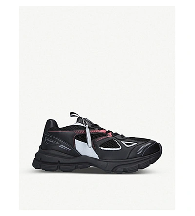 Shop Axel Arigato Marathon Runner Mesh And Leather Trainers In Blk/red