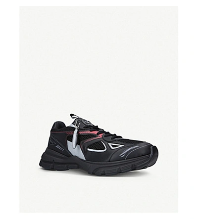 Shop Axel Arigato Marathon Runner Mesh And Leather Trainers In Blk/red