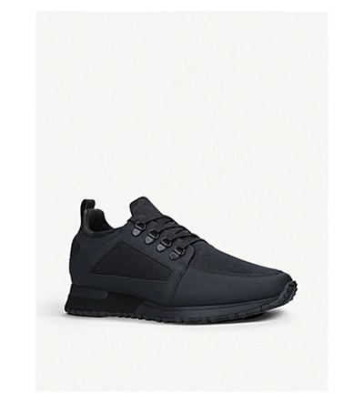 Shop Mallet Hiker Leather And Neoprene Trainers In Black/comb