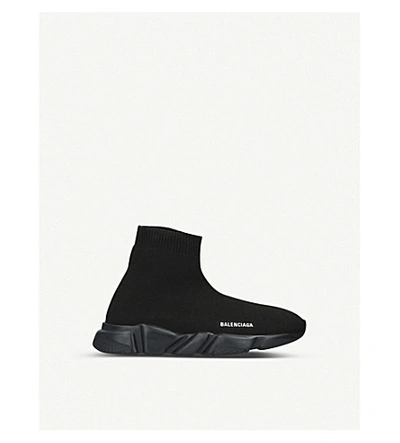 Shop Balenciaga Speed Knitted High-top Trainers 3-7 Years In Black