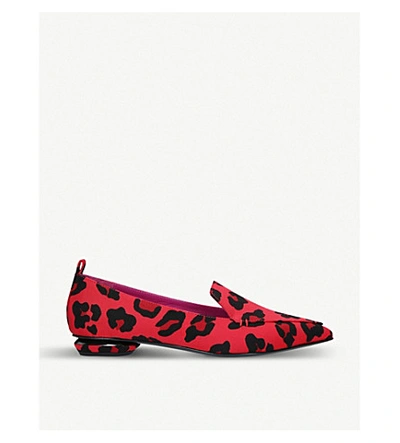 Shop Nicholas Kirkwood Beya Leopard-print Canvas Loafers In Red