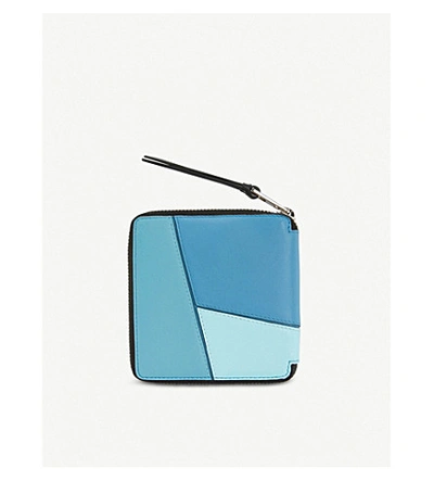 Shop Loewe Puzzle Leather Wallet In Blue Multitone