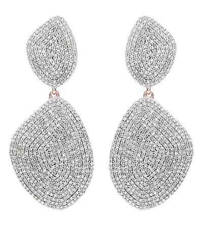Shop Monica Vinader Nura Double Teardrop 18ct Rose-gold And Diamond Earrings In Silver