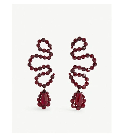 Shop Simone Rocha Wiggle Earrings In Blood Red