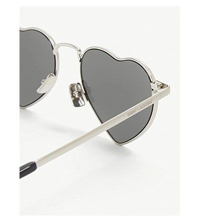 Shop Saint Laurent Sl301 Heart-frame Sunglasses In Silver