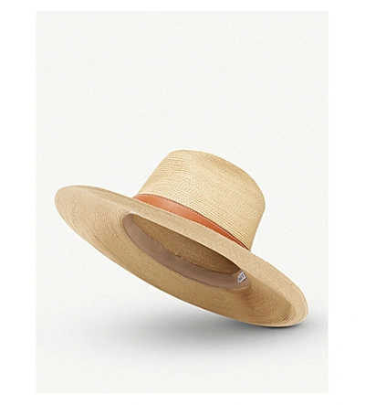 Shop Loewe X Paula's Ibiza Straw Fedora Hat In Natural/tan