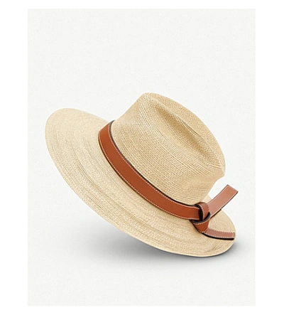 Shop Loewe X Paula's Ibiza Straw Fedora Hat In Natural/tan