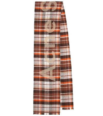 Shop Acne Studios Checked Wool Scarf In Brown