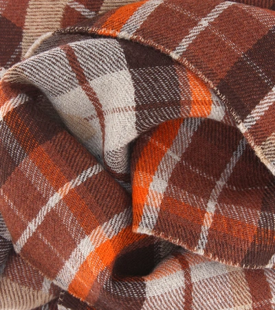 Shop Acne Studios Checked Wool Scarf In Brown