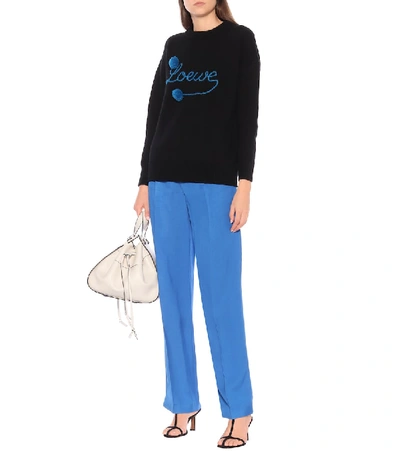 Shop Loewe Embroidered Wool Sweater In Blue