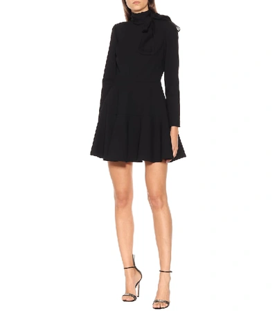 Shop Valentino Wool-blend Dress In Black