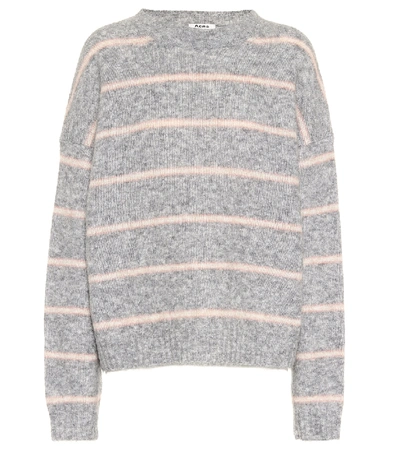 Shop Acne Studios Striped Wool-blend Sweater In Grey