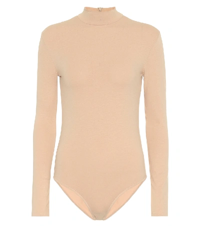 Shop Acne Studios Stretch-cotton Jersey Bodysuit In Beige