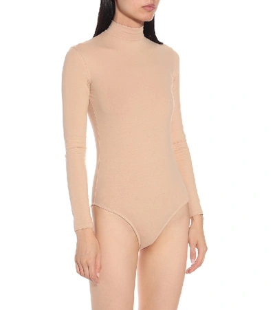 Shop Acne Studios Stretch-cotton Jersey Bodysuit In Beige