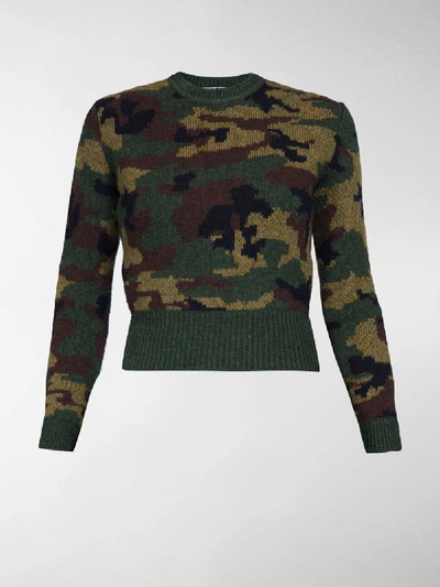 Shop Miu Miu Knitted Camouflage Jumper In Green