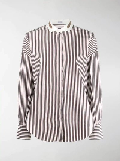 Shop Brunello Cucinelli Striped Shirt In Blue