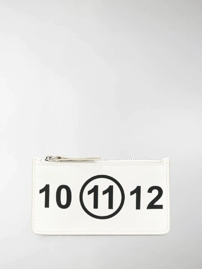 Shop Maison Margiela Logo Zipped Card Holder In White