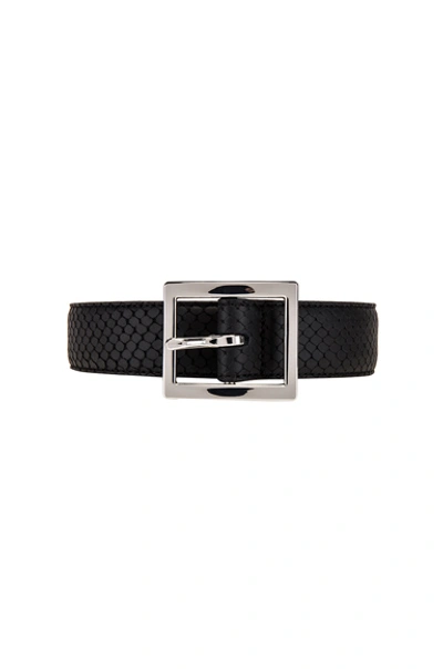 Shop Amiri Embossed Python Belt In Black