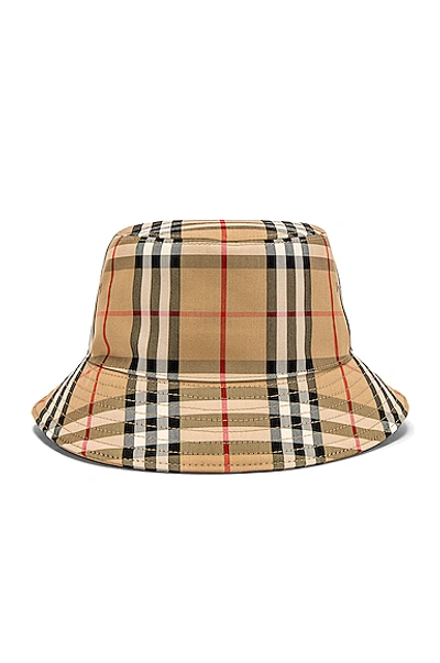 Shop Burberry Heavy Cotton Check Bucket Hat In Archive Beige