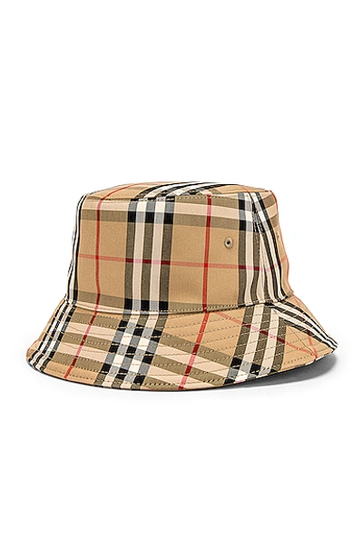 Shop Burberry Heavy Cotton Check Bucket Hat In Archive Beige
