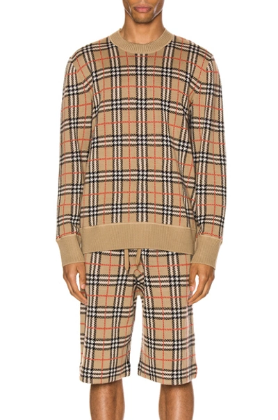 Shop Burberry Knit Crew In Archive Beige