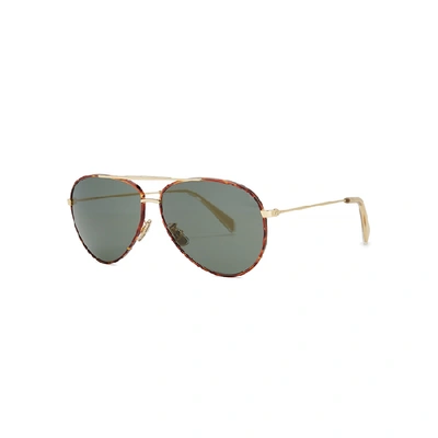 Shop Celine Gold-tone Aviator-style Sunglasses