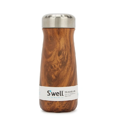 Shop S'well Teakwood Traveler Stainless Steel Thermos 470ml In Brown