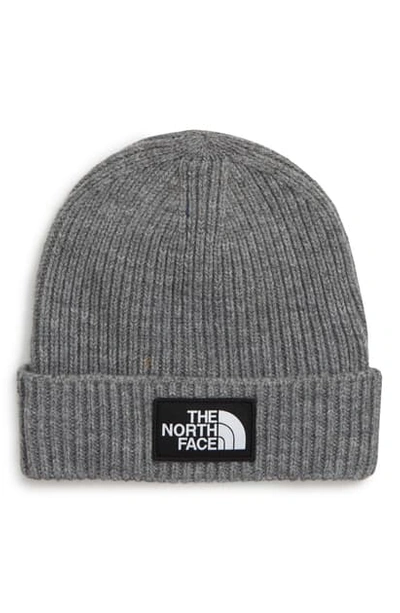 Shop The North Face Logo Cuffed Beanie In Tnf Medium Grey Heather