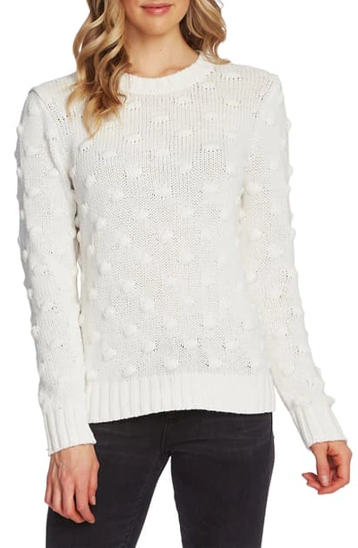 Shop Vince Camuto Cotton Popcorn Sweater In Antique White