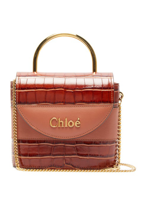 ChloÉ Aby Lock Crocodile Effect Leather Cross Body Bag In Brown | ModeSens