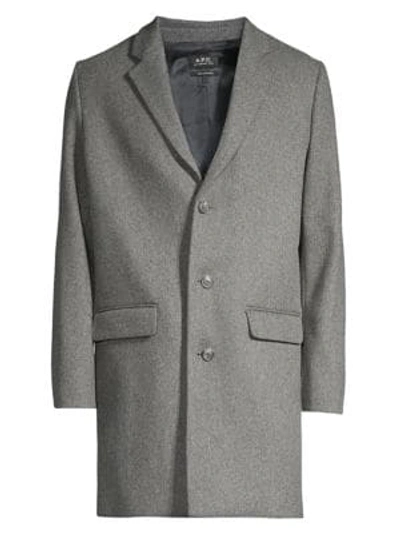 Shop Apc Wool-blend Coat In Grey