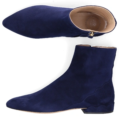 Shop Chloé Classic Ankle Boots Lauren Calf-suede In Blue