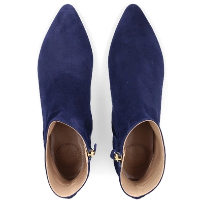Shop Chloé Classic Ankle Boots Lauren Calf-suede In Blue