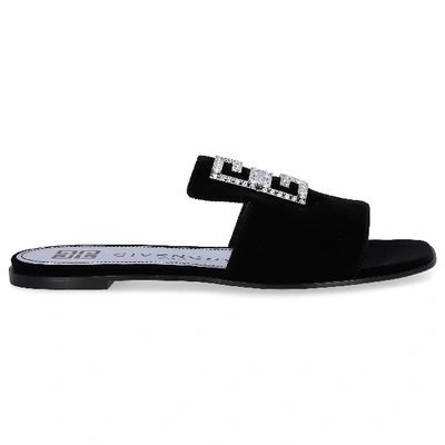 Shop Givenchy Mules 4g Velvet Logo Strass Black