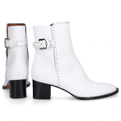 Shop Givenchy Ankle Boots Be601d40 Calfskin Logo Rivets White