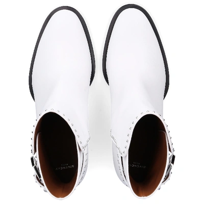 Shop Givenchy Ankle Boots Be601d40 Calfskin Logo Rivets White