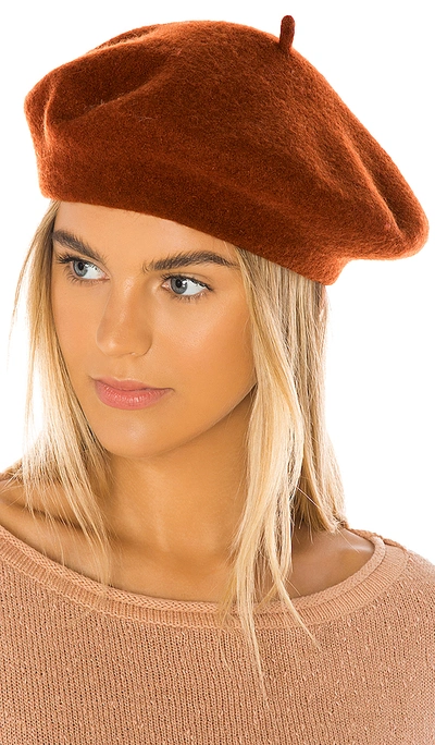 Shop Hat Attack Classic Wool Beret In Tobacco