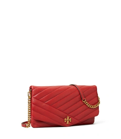 Shop Tory Burch Kira Chevron Clutch In Red Apple