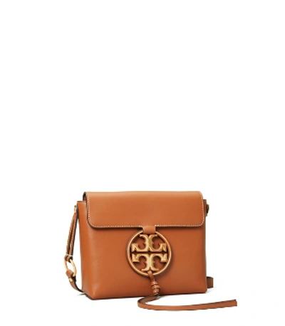 Shop Tory Burch Miller Metal-logo Crossbody In Aged Camello