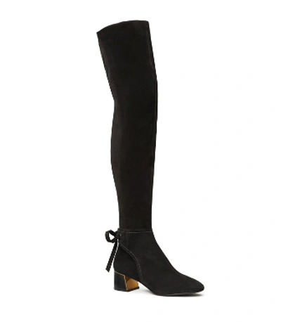 Shop Tory Burch Gigi Over-the-knee Ankle-tie Boot In Perfect Black