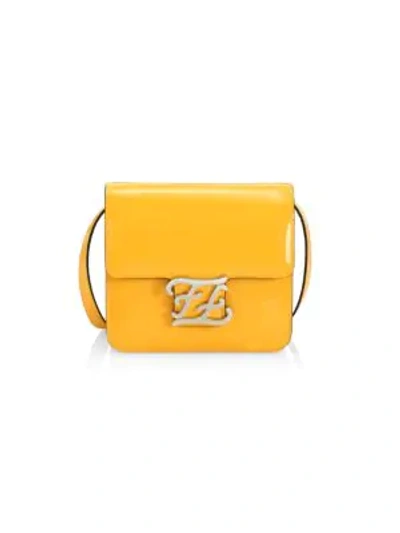 Shop Fendi Women's Karligraphy Patent Leather Crossbody Bag In Yellow Palladium