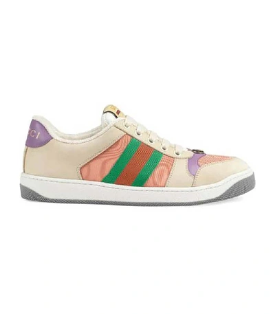 Shop Gucci Pink And Purple Screener Sneakers In Multicolor