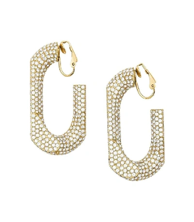 Shop Burberry Gold Crystal Chain Link Hoop Earrings