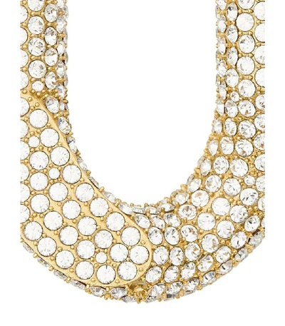 Shop Burberry Gold Crystal Chain Link Hoop Earrings