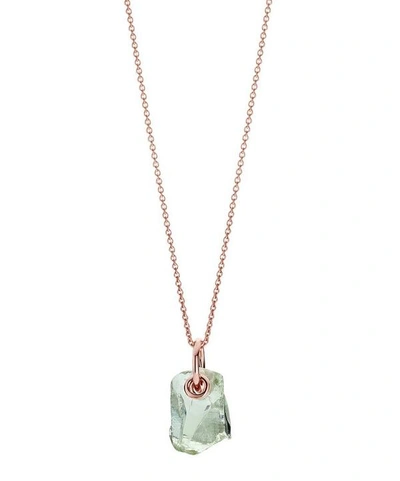 Shop Monica Vinader X Caroline Issa Rose Gold Vermeil Green Amethyst Pendant Necklace