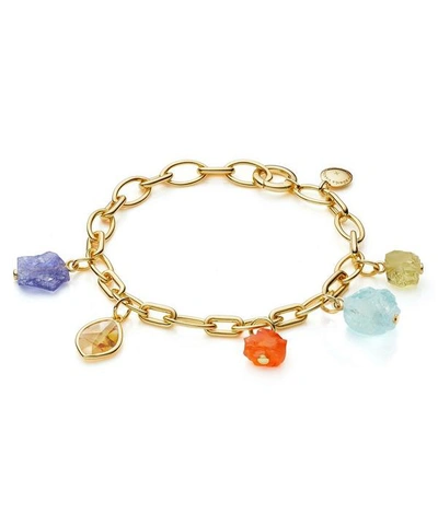 Shop Monica Vinader X Caroline Issa Gold Vermeil Multi-stone Bracelet In White