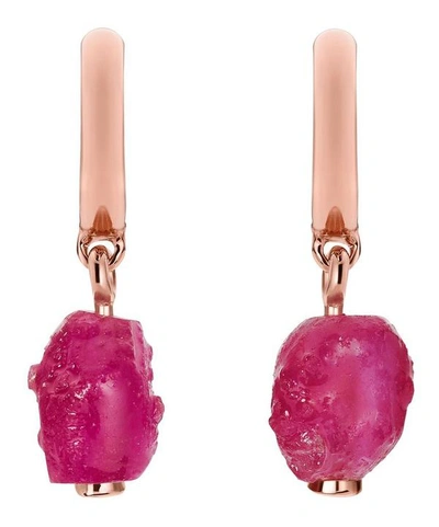 Shop Monica Vinader X Caroline Issa Rose Gold Vermeil Pink Quartz Huggie Hoop Earrings