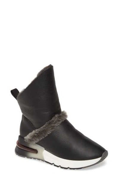 Shop Ash Klima Genuine Shearling Boot In Black/ Black