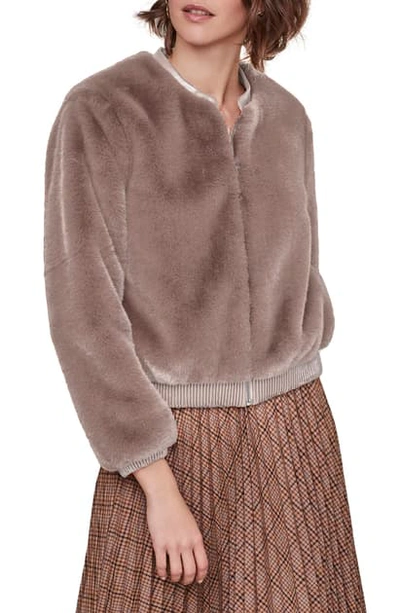 Shop Astr Frankie Faux Fur Bomber Jacket In Taupe